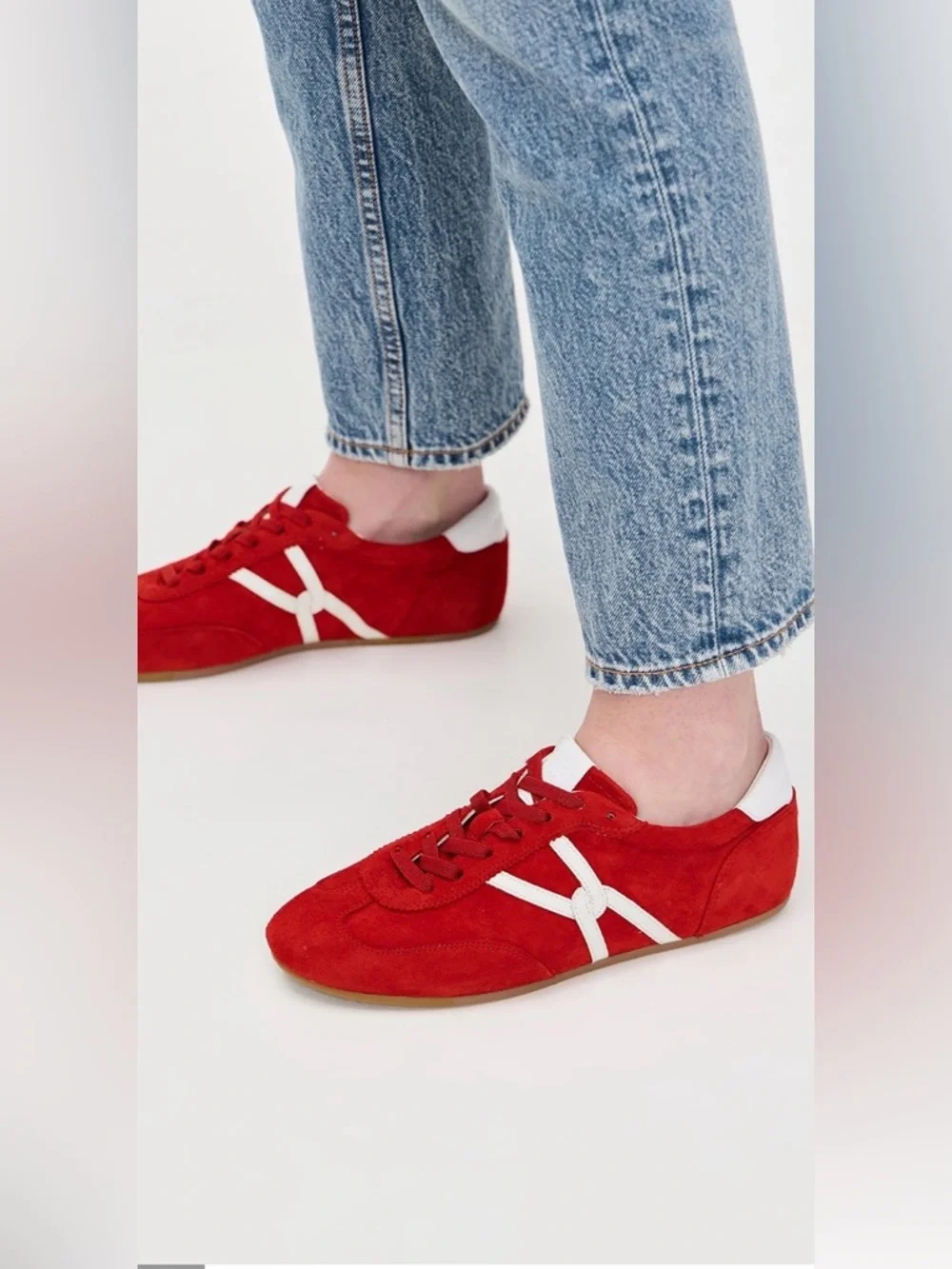 Veronica Beard Riviera Red Suede 7 Like New Retro Streetwear